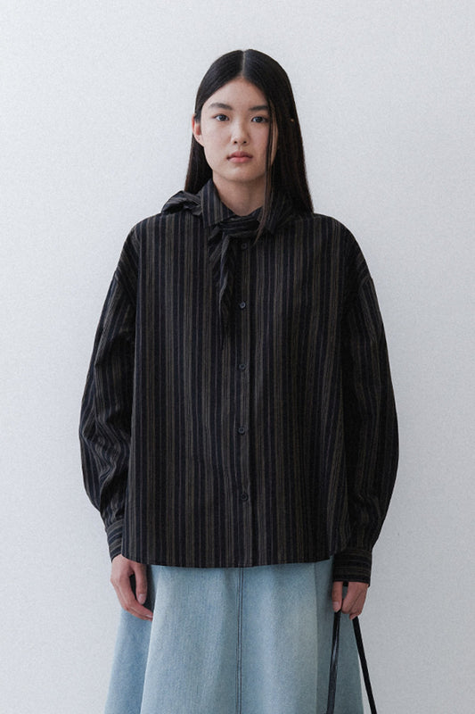 [2ND RESTOCK] SCARF SHIRT - ANTHRACITE STRIPE