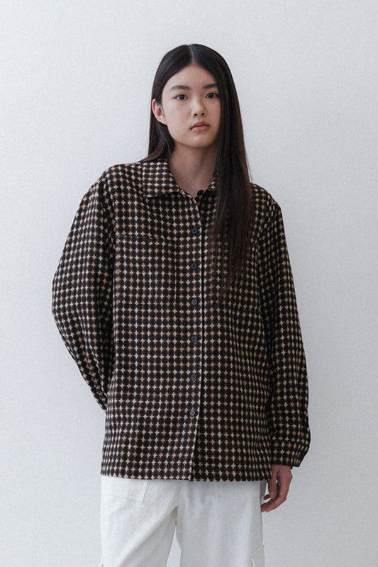 POCKET BOX SHIRT - JACQUARD BROWN