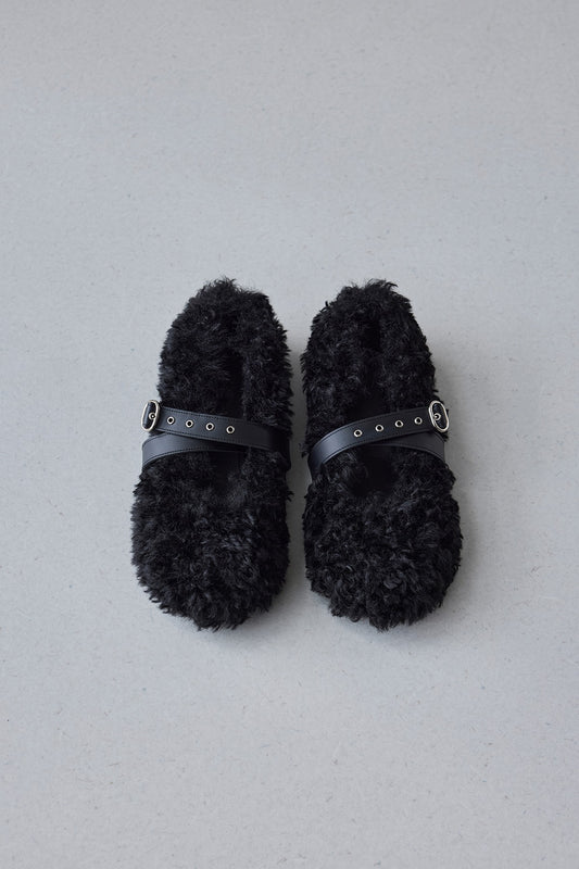 STRAP TOE FLAT - BLACK