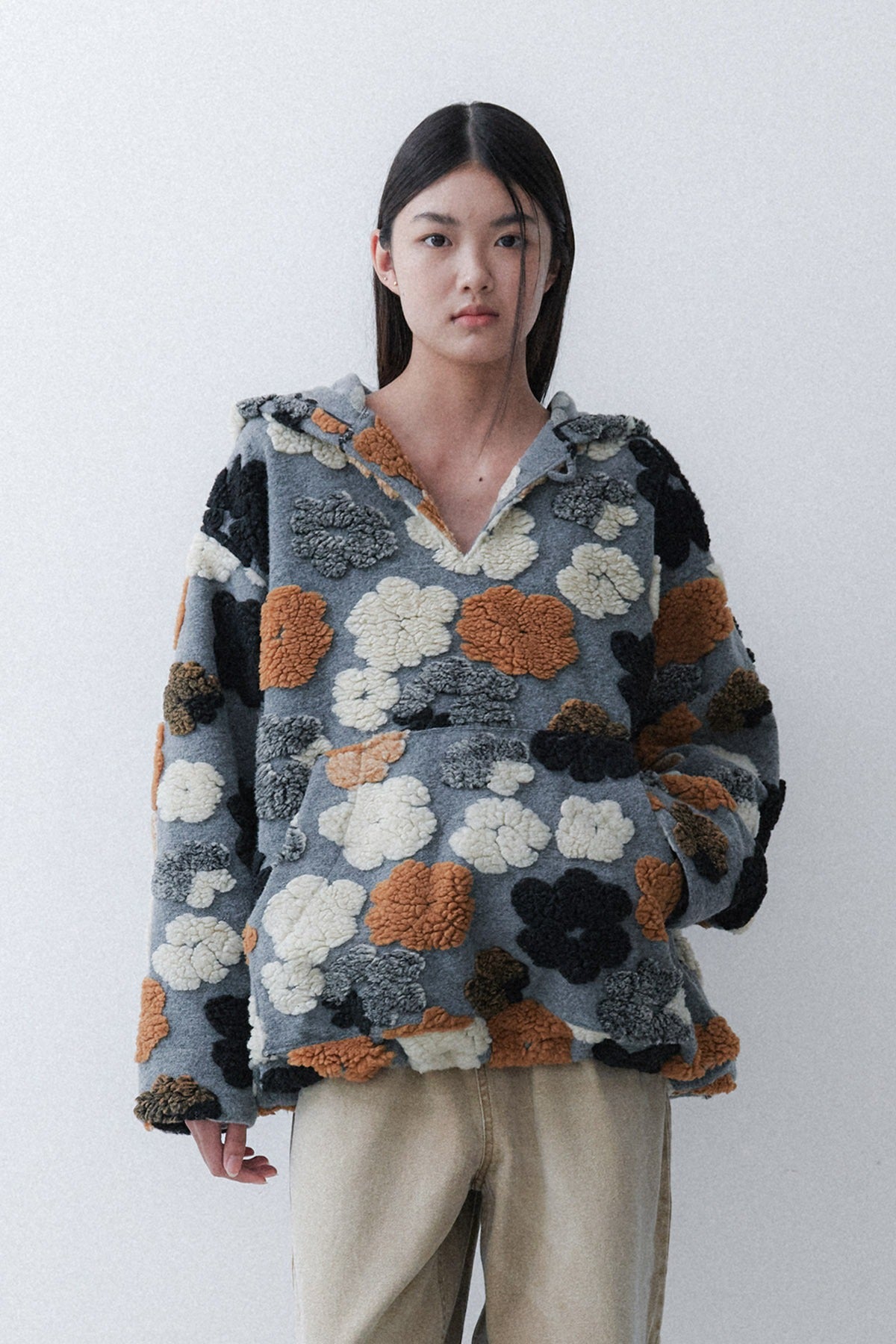FLOWER HOODIE - GREY