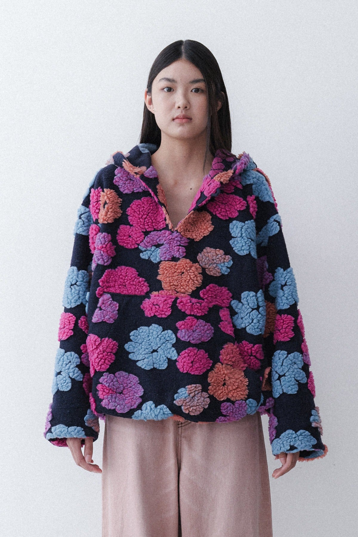 FLOWER HOODIE - NAVY