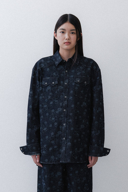 [RESTOCK - EARLY NOVEMBER DELIVERY] FLOWER WESTERN SHIRT - NAVY