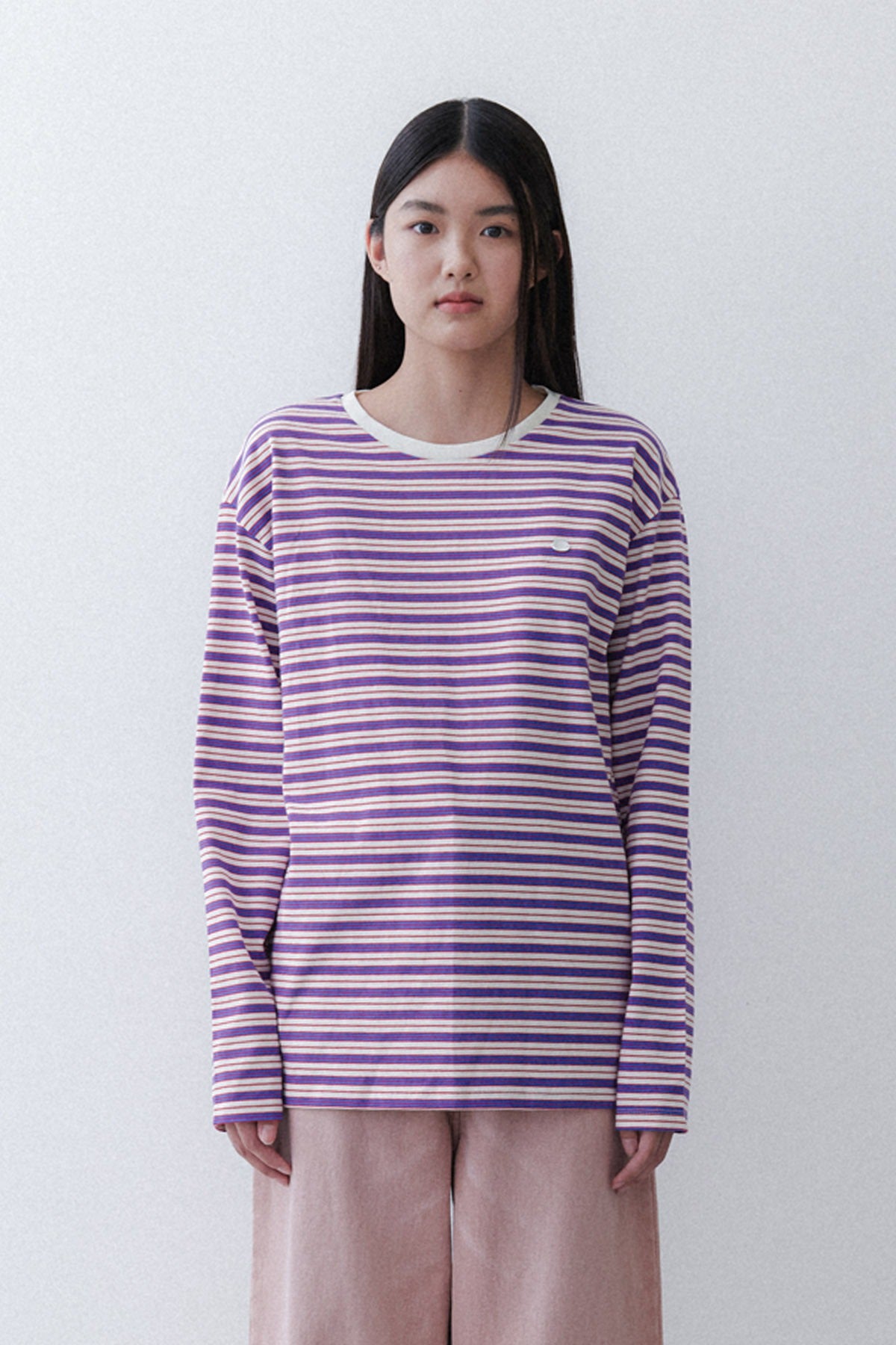 STRIPE SLEEVE T - RED/BLUE