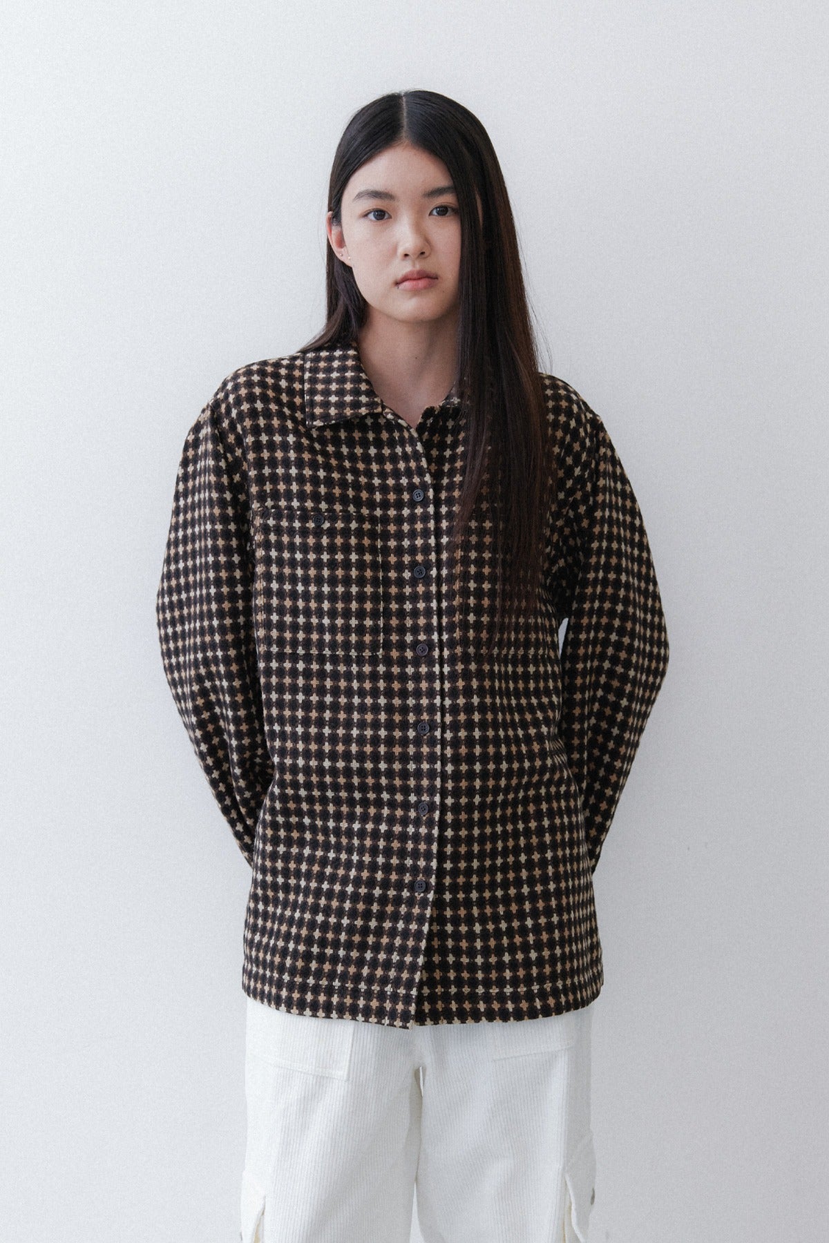 POCKET BOX SHIRT - JACQUARD BROWN