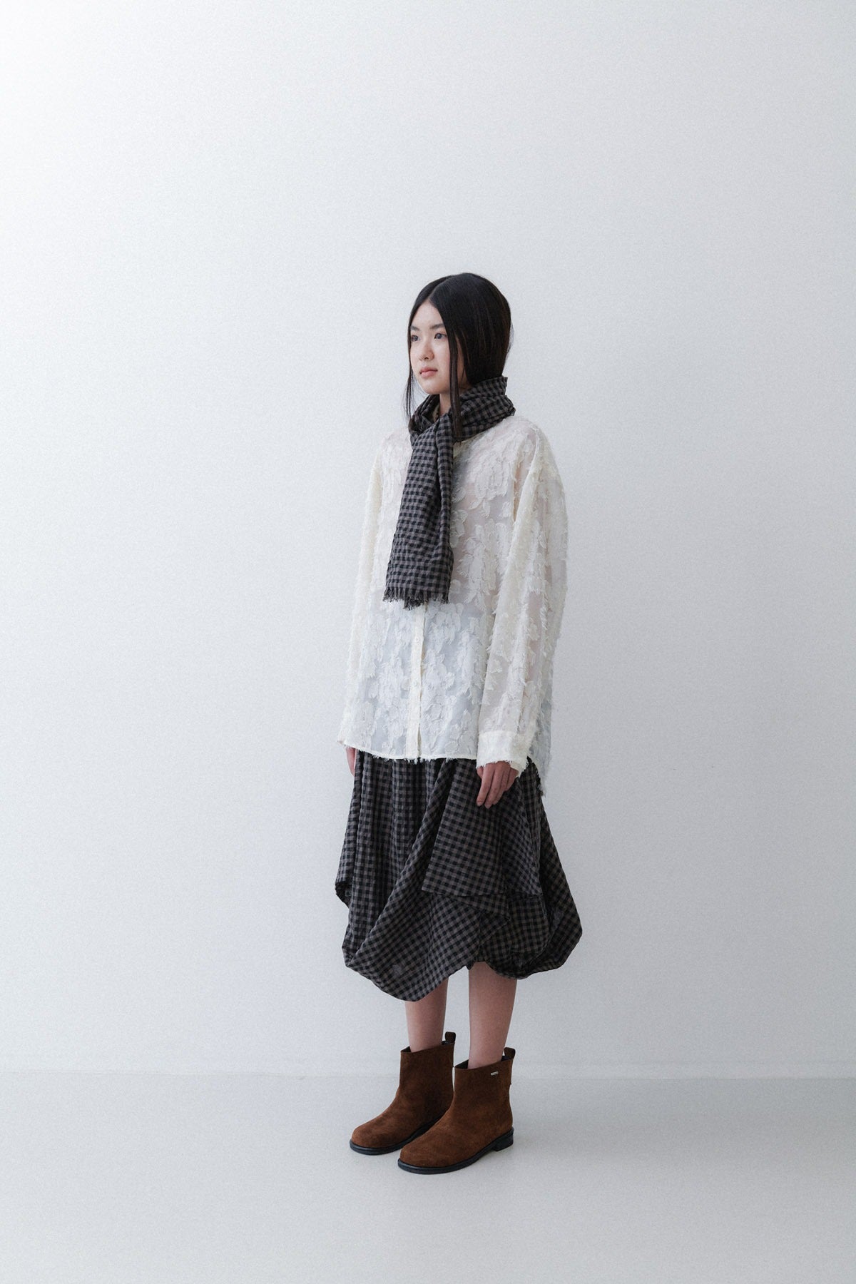 DRAPING SKIRT - OREO CHECK