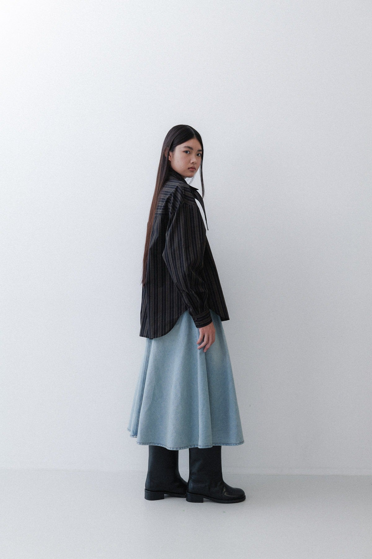 [2ND RESTOCK] SCARF SHIRT - ANTHRACITE STRIPE