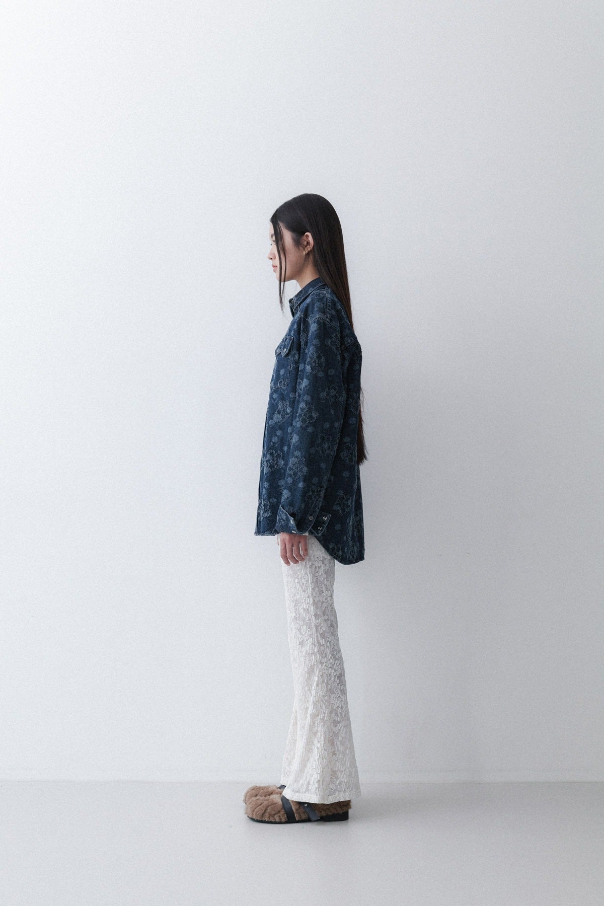 FLOWER WESTERN SHIRT - TIN BLUE
