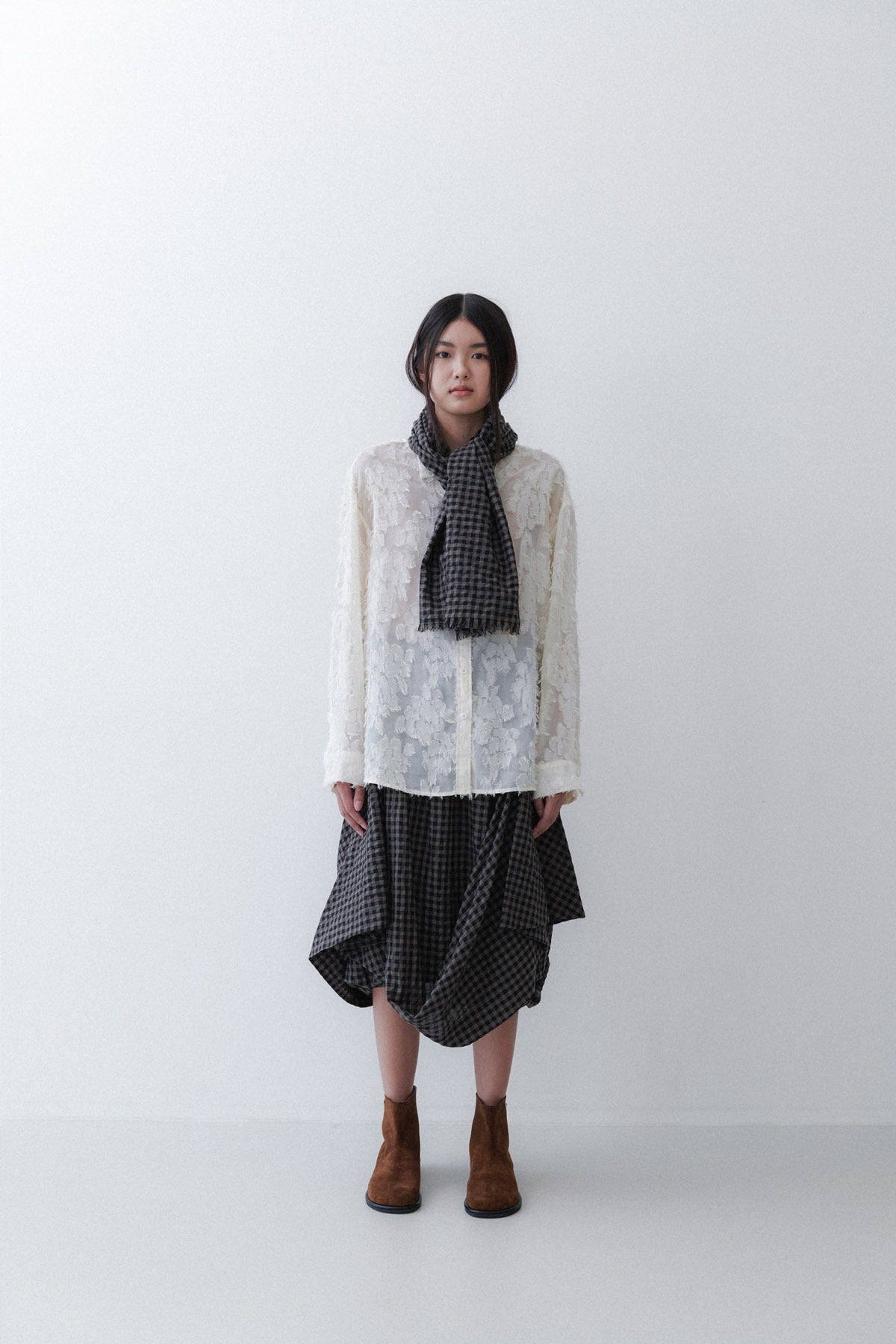 DRAPING SKIRT - OREO CHECK