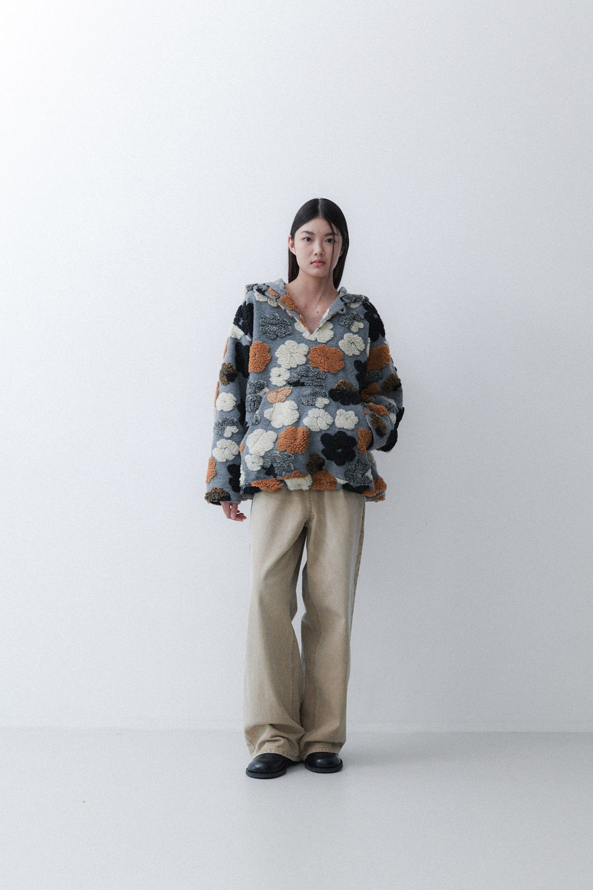 FLOWER HOODIE - GREY