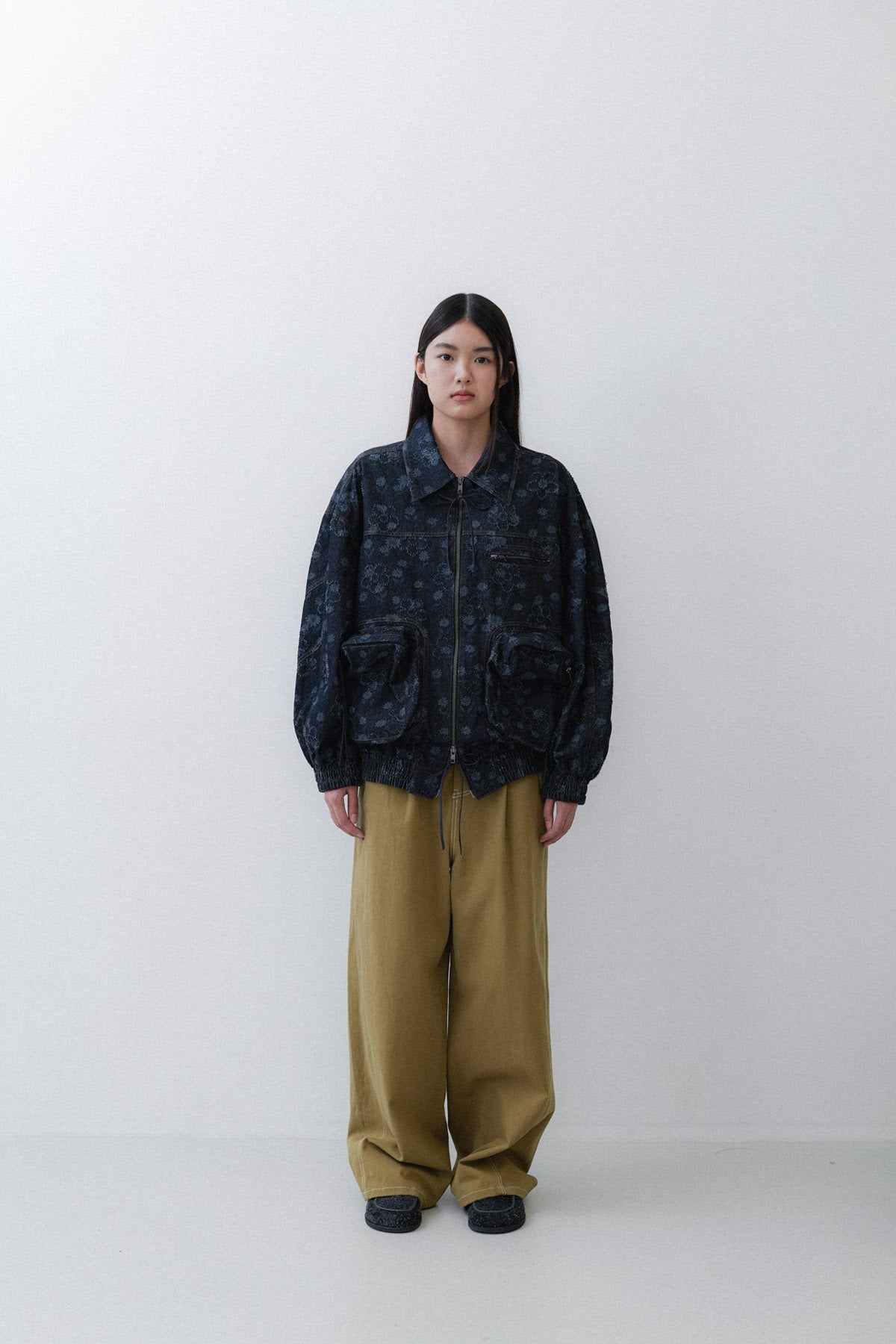 TUNNEL BOMBER - FLOWER DENIM