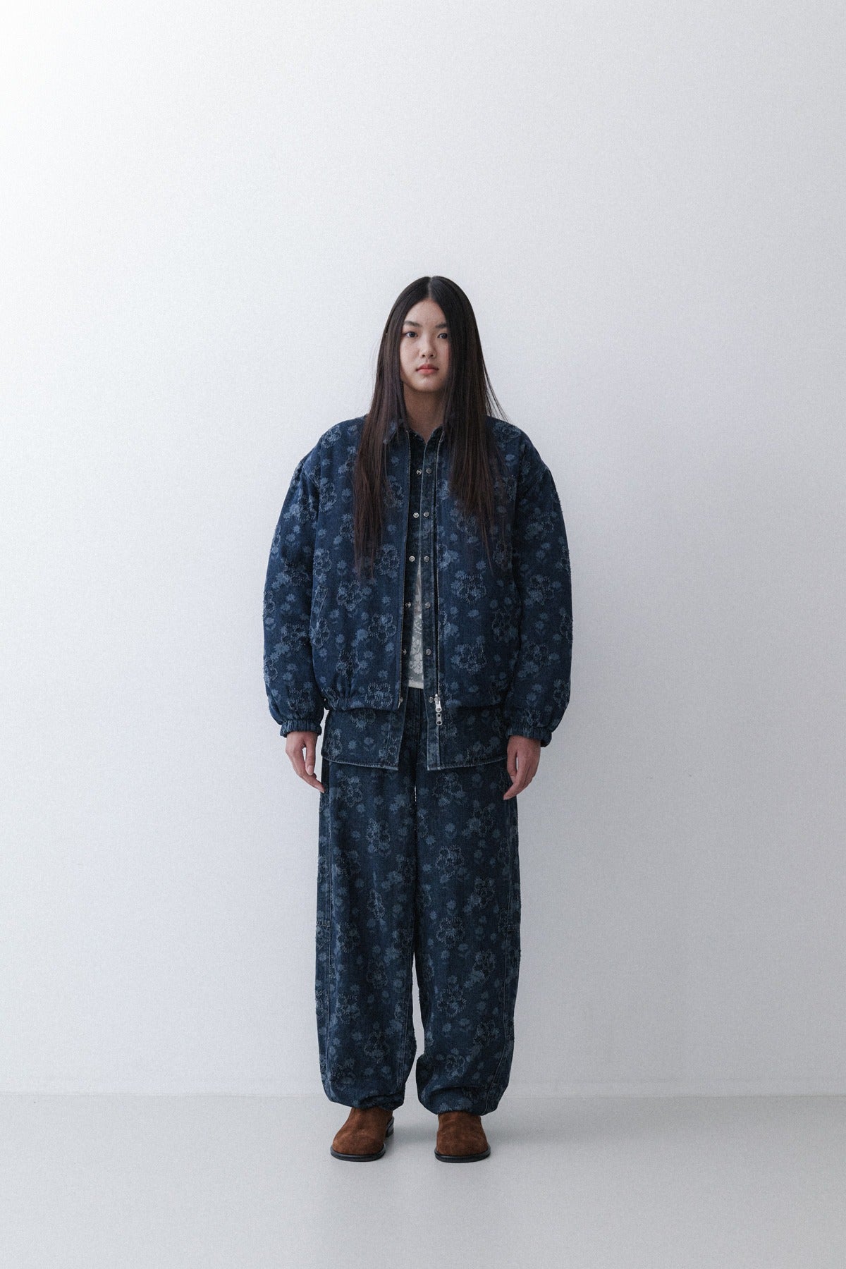 FLOWER REVERSIBLE PUFFER - TIN BLUE FLOWER DENIM