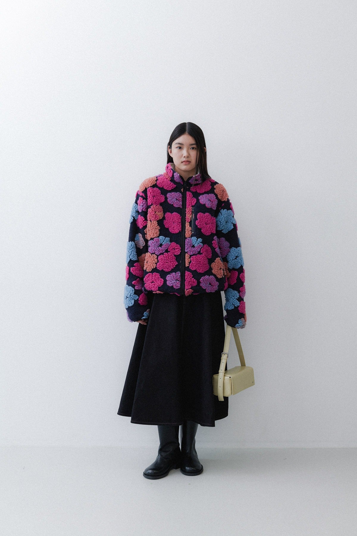 FLOWER FLEECE - NAVY