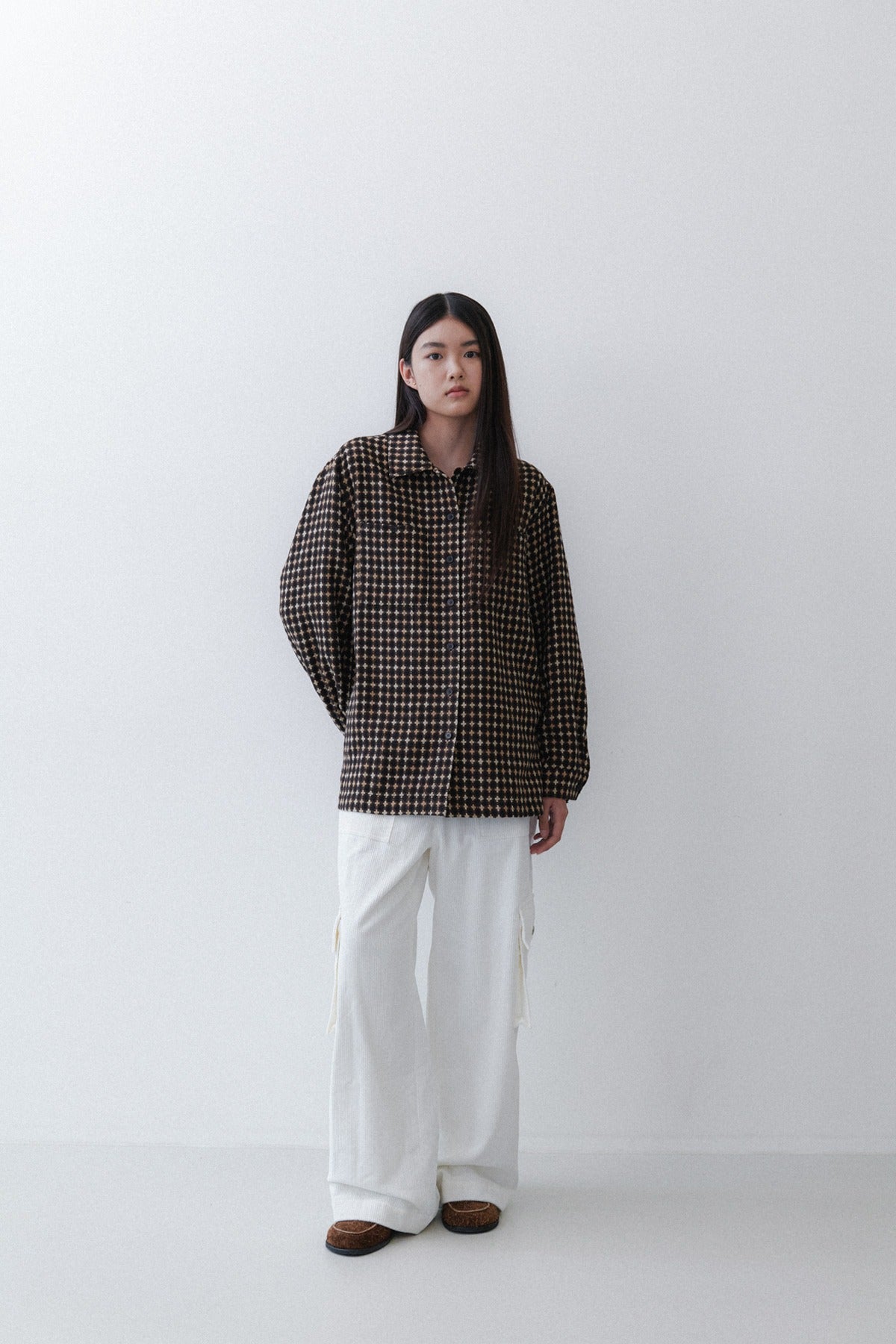POCKET BOX SHIRT - JACQUARD BROWN