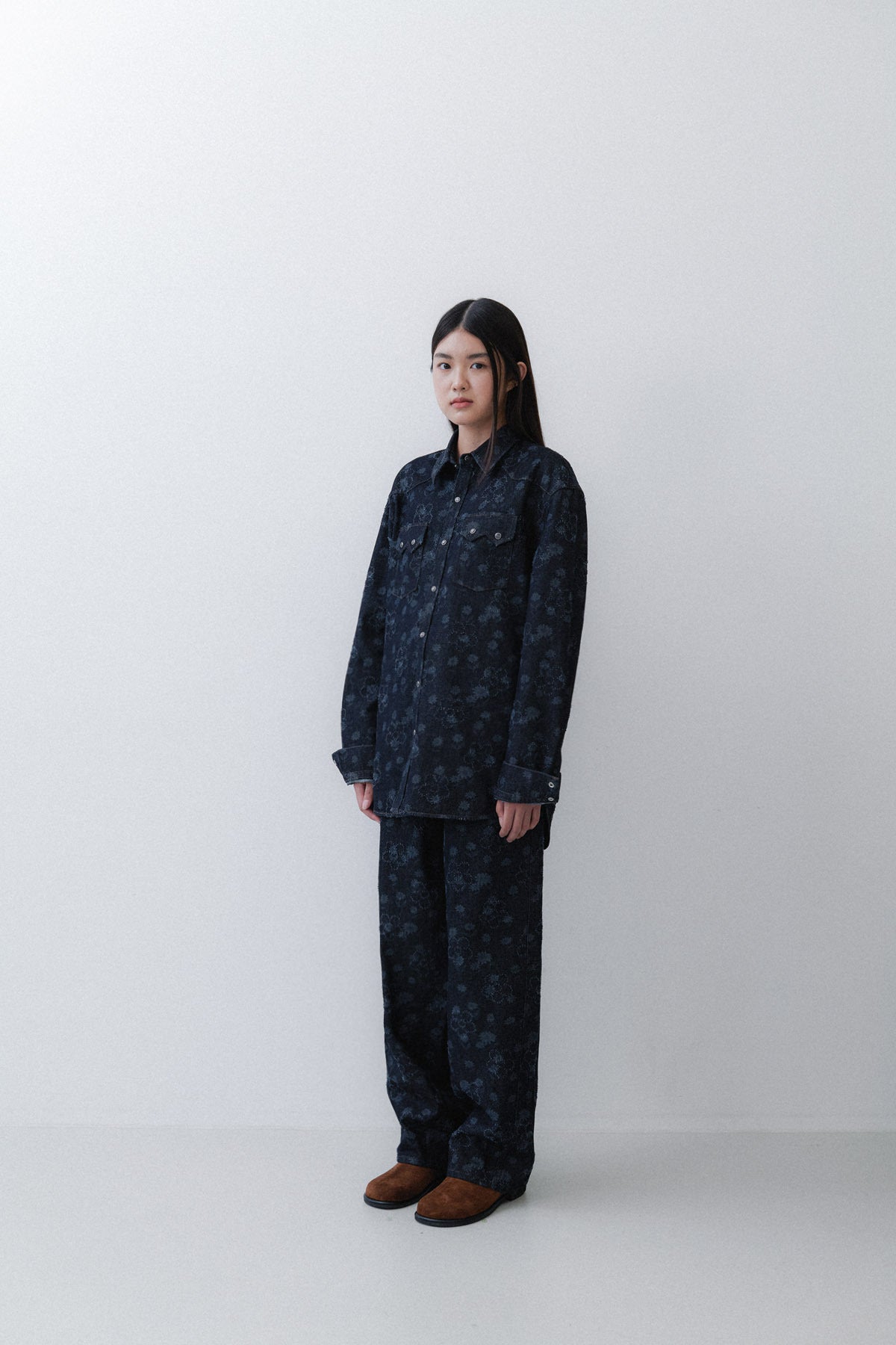 [RESTOCK - EARLY NOVEMBER DELIVERY] FLOWER WESTERN SHIRT - NAVY