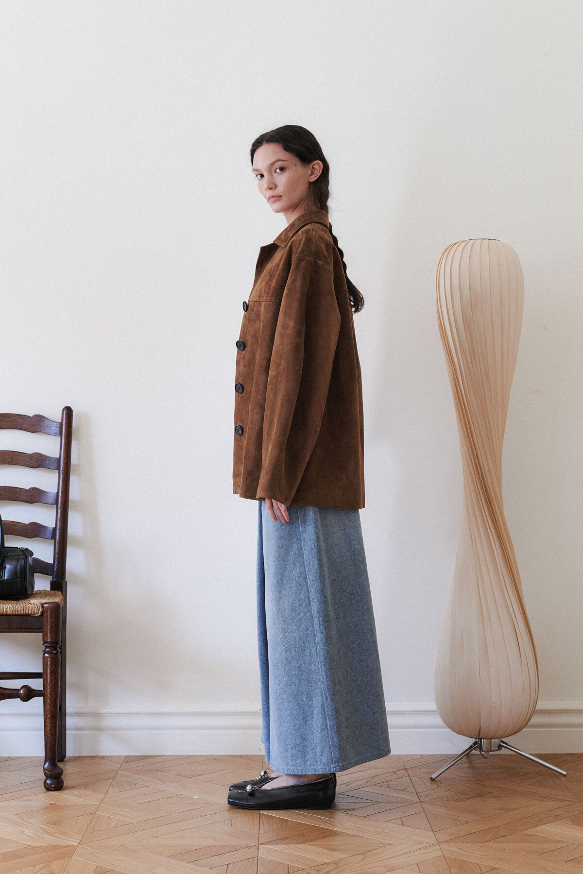LEATHER MAC COAT - SUEDE COGNAC
