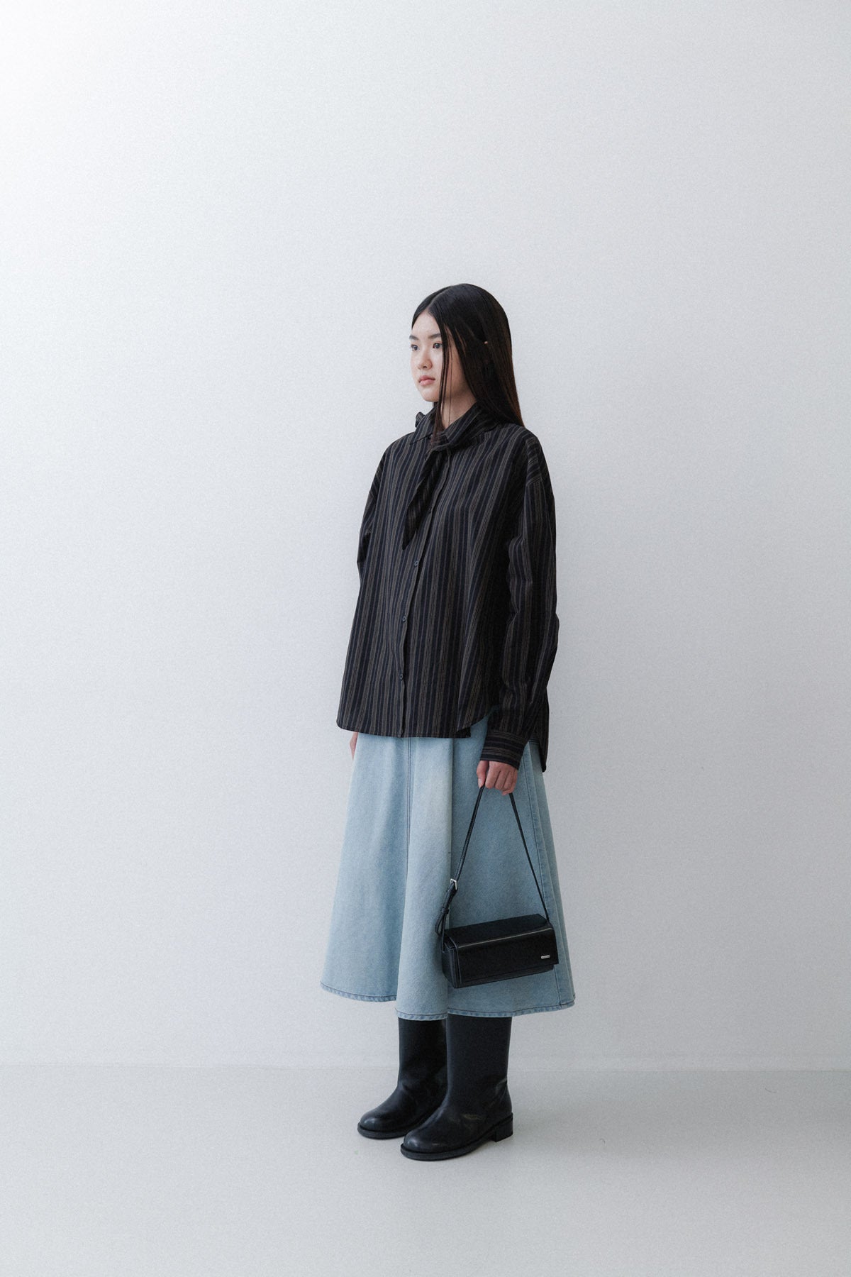 [2ND RESTOCK] SCARF SHIRT - ANTHRACITE STRIPE