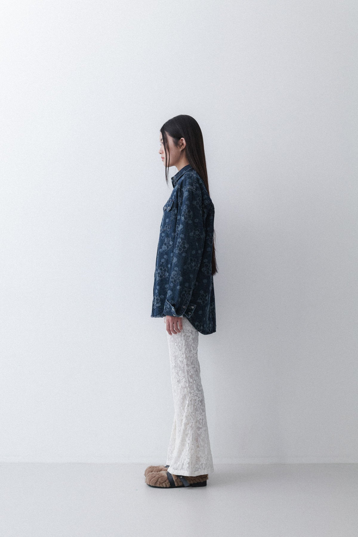 FLOWER WESTERN SHIRT - TIN BLUE