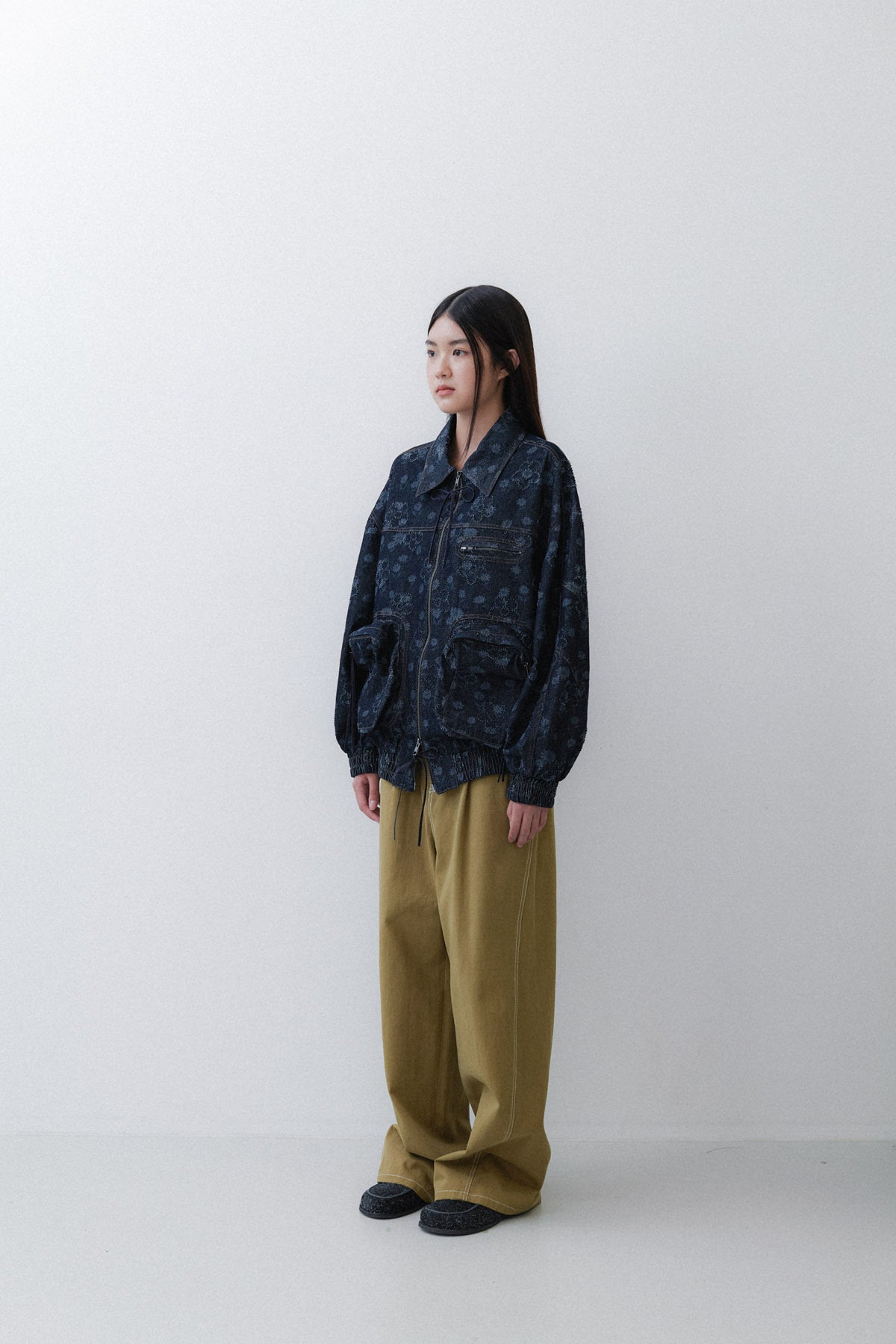 TUNNEL BOMBER - FLOWER DENIM