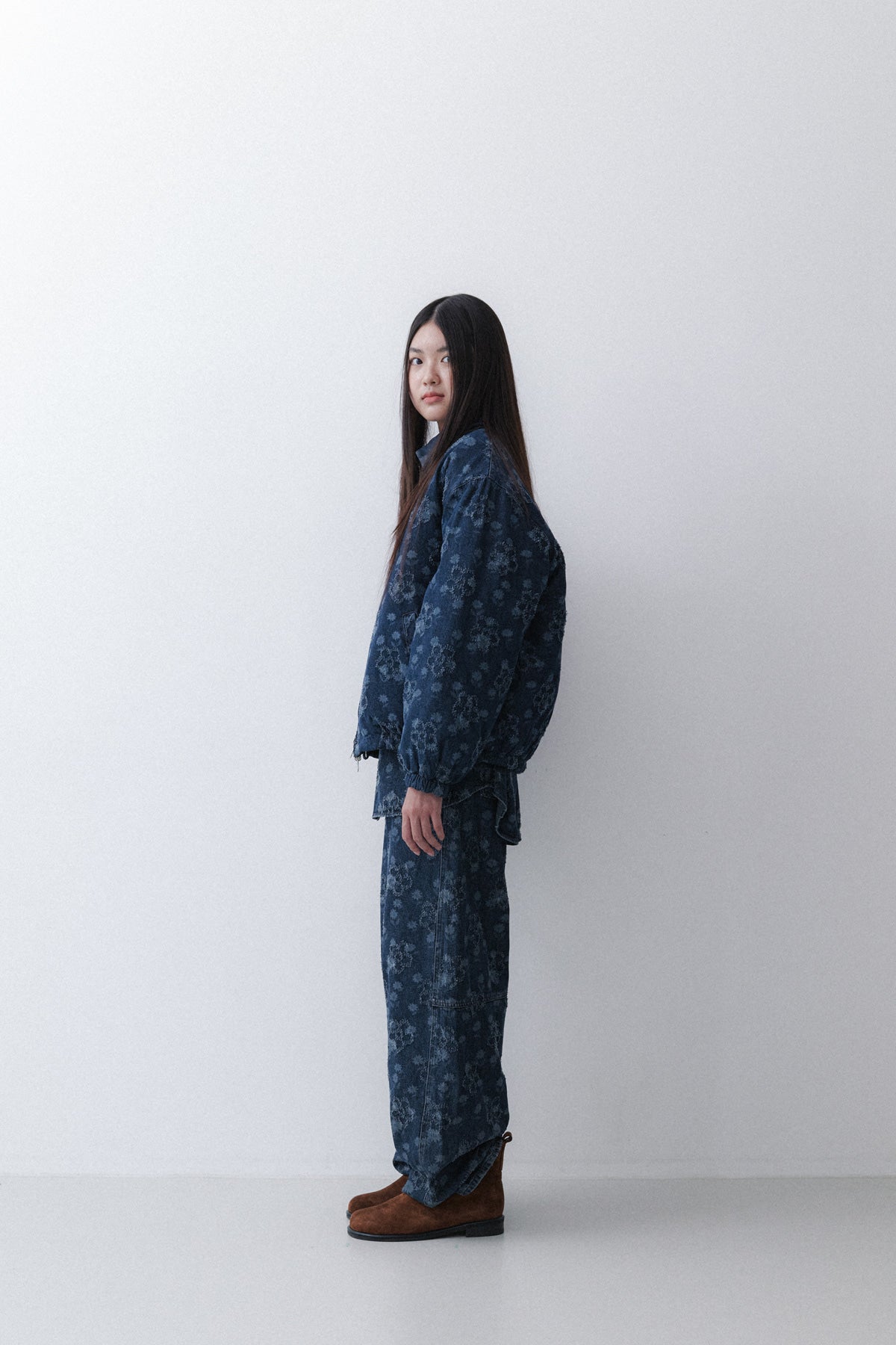 FLOWER REVERSIBLE PUFFER - TIN BLUE FLOWER DENIM