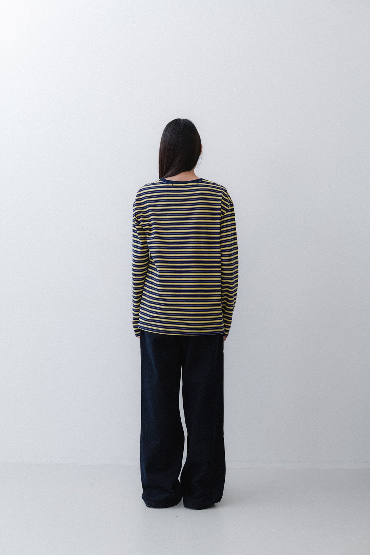 STRIPE SLEEVE T - PURPLE/YELLOW