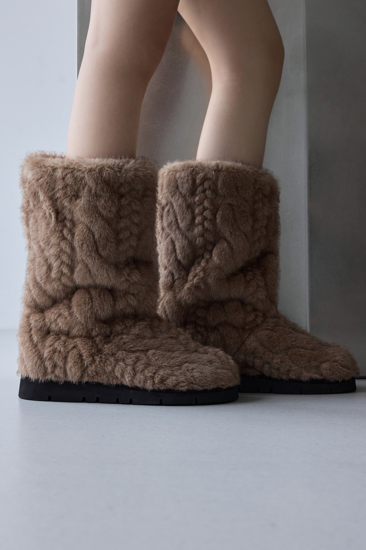 FOFO BOOTS LONG - KNITTED FUR
