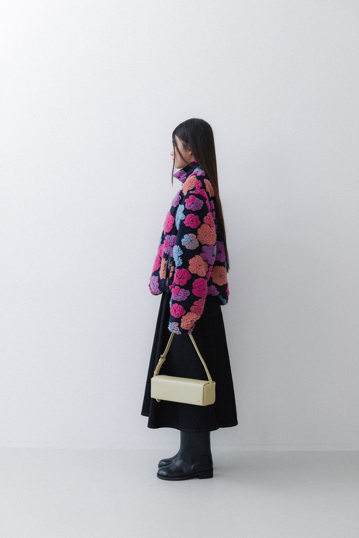 FLOWER FLEECE - NAVY