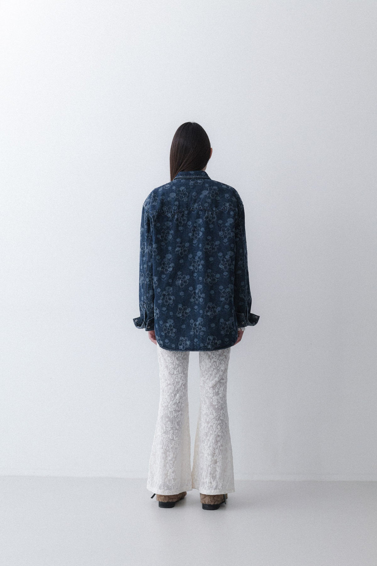 FLOWER WESTERN SHIRT - TIN BLUE