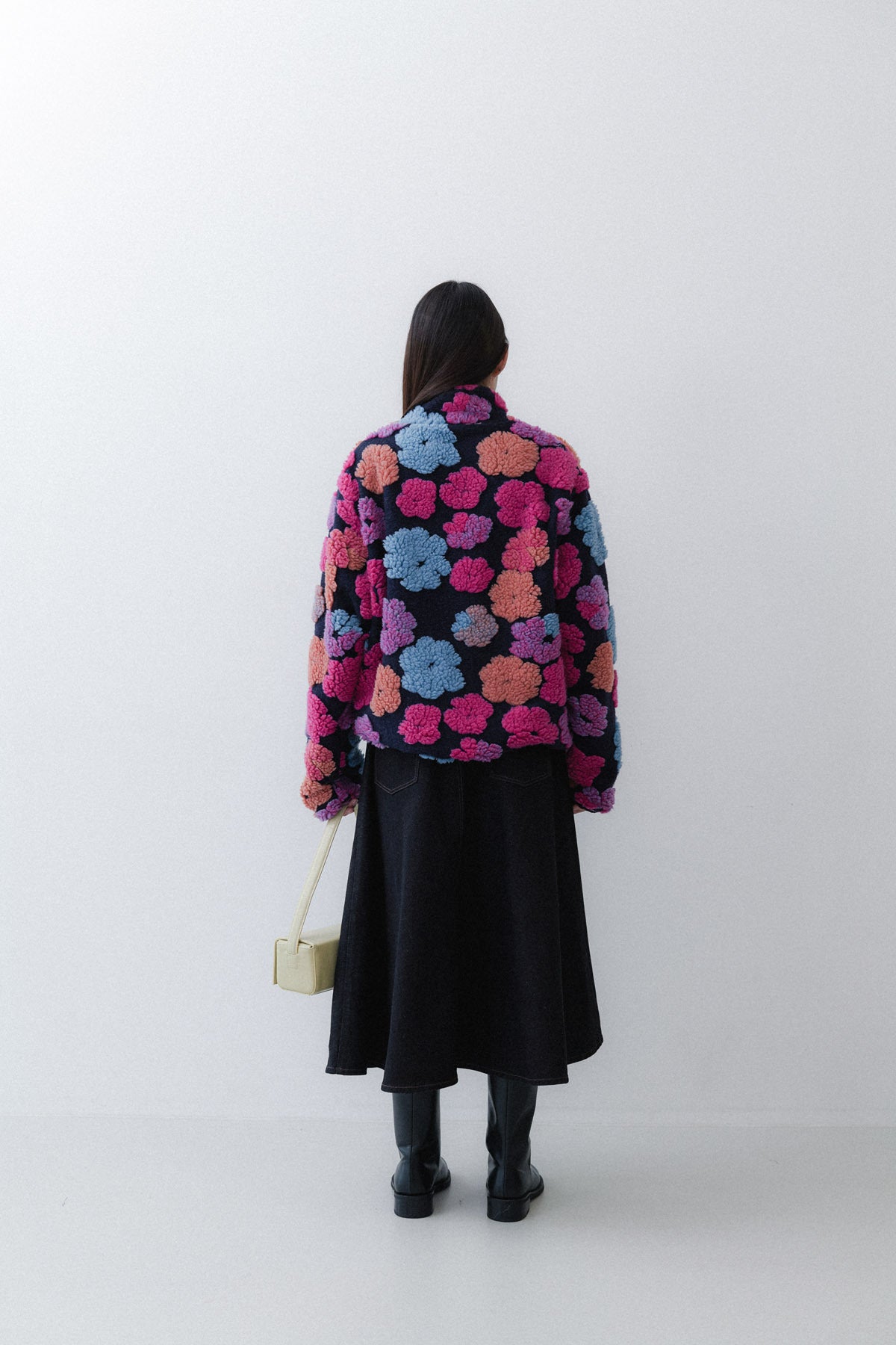 FLOWER FLEECE - NAVY