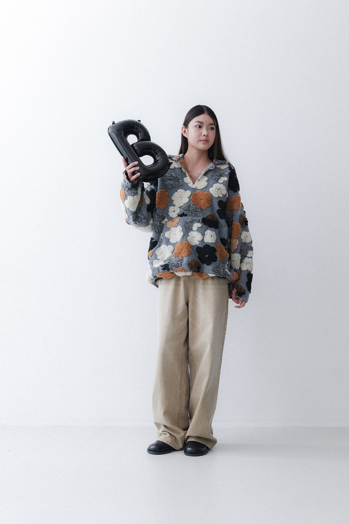 FLOWER HOODIE - GREY
