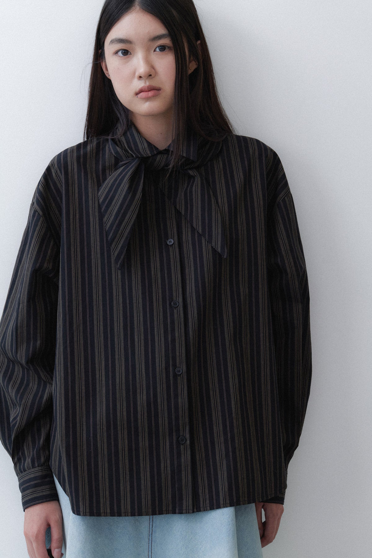 [2ND RESTOCK] SCARF SHIRT - ANTHRACITE STRIPE