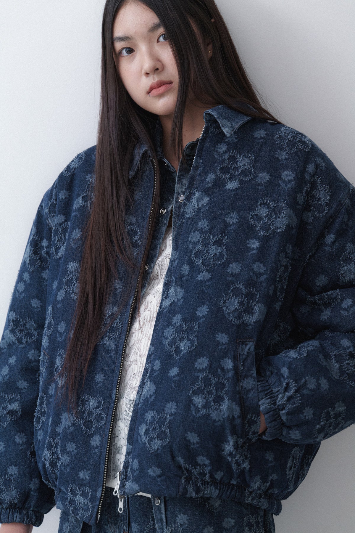 FLOWER REVERSIBLE PUFFER - TIN BLUE FLOWER DENIM