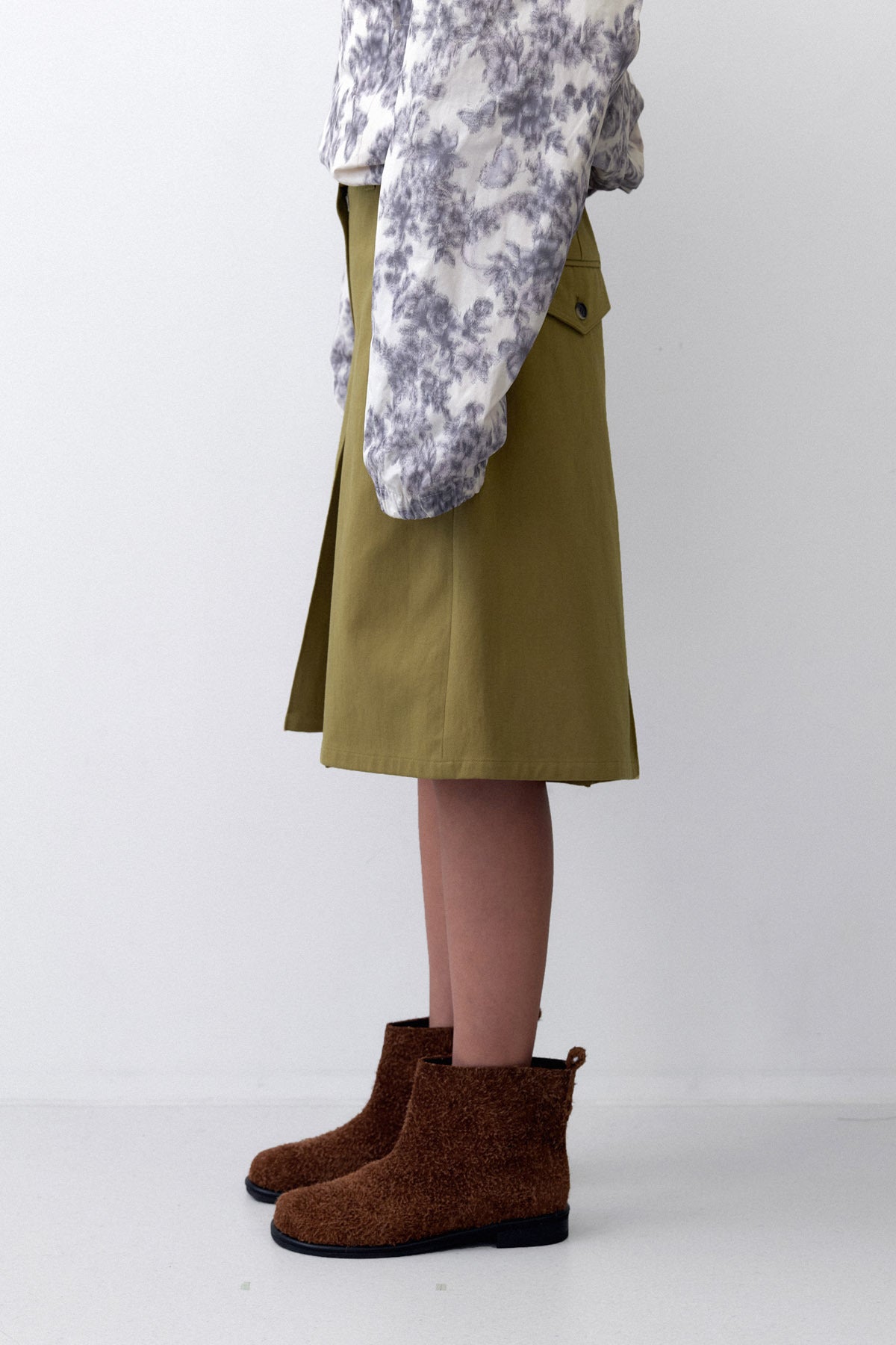 CENTER PLEATED PT - OLIVE