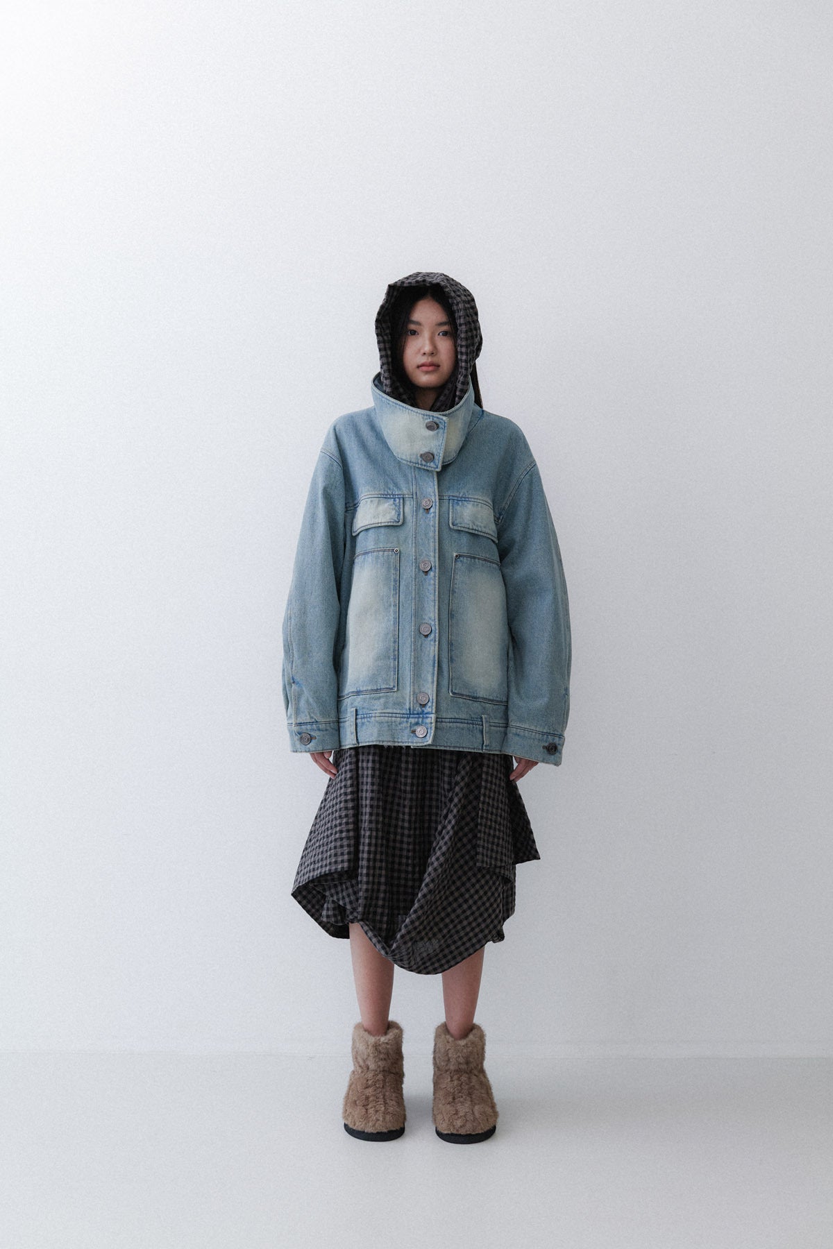 DRAPING SKIRT - OREO CHECK