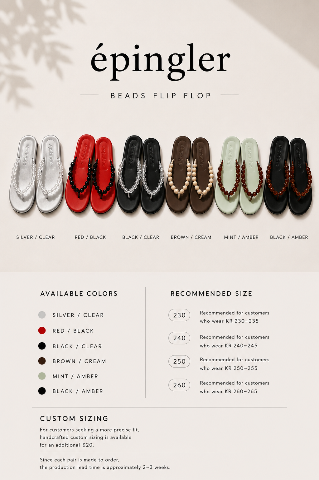 BEADS FLIP FLOP - MINT / AMBER