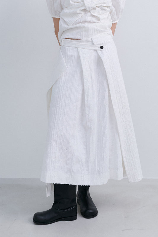 ORIGAMI WRAP SKIRT - WHITE