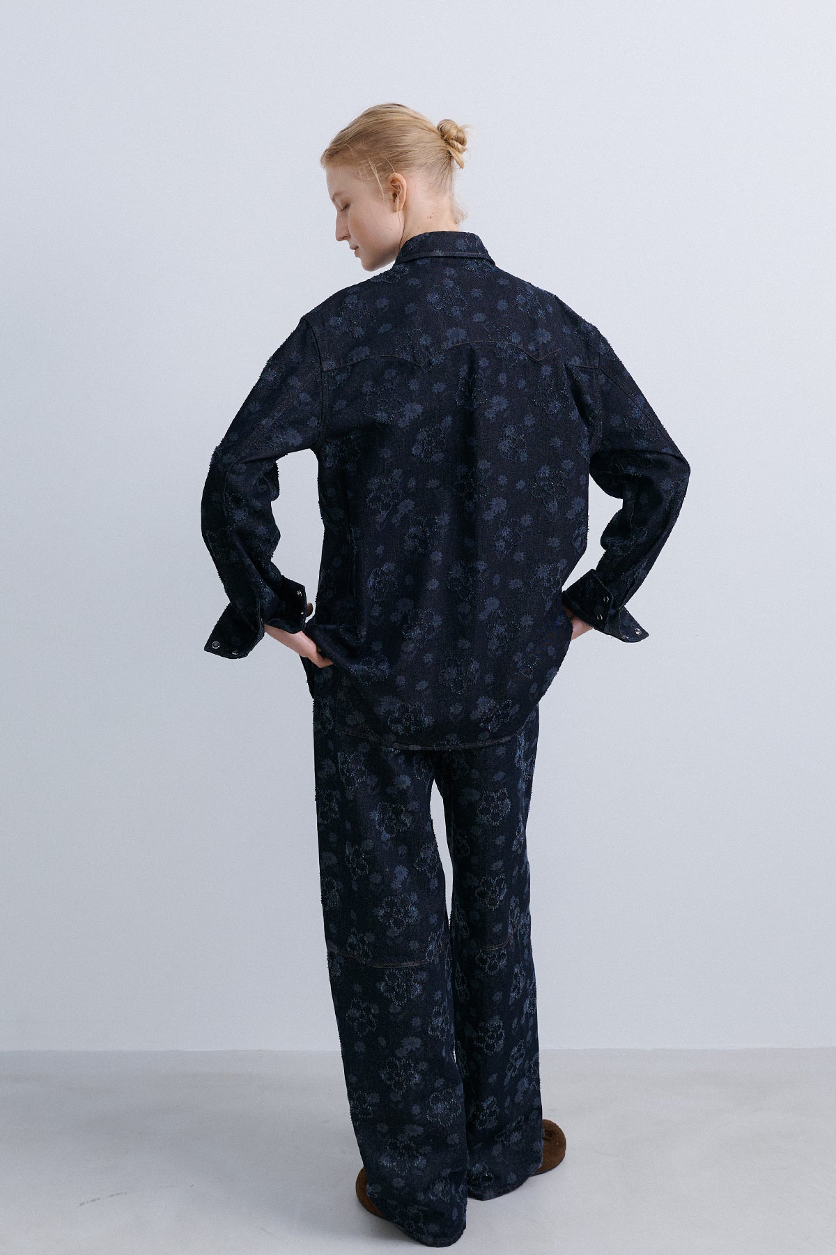 FLOWER WESTERN SHIRT - NAVY
