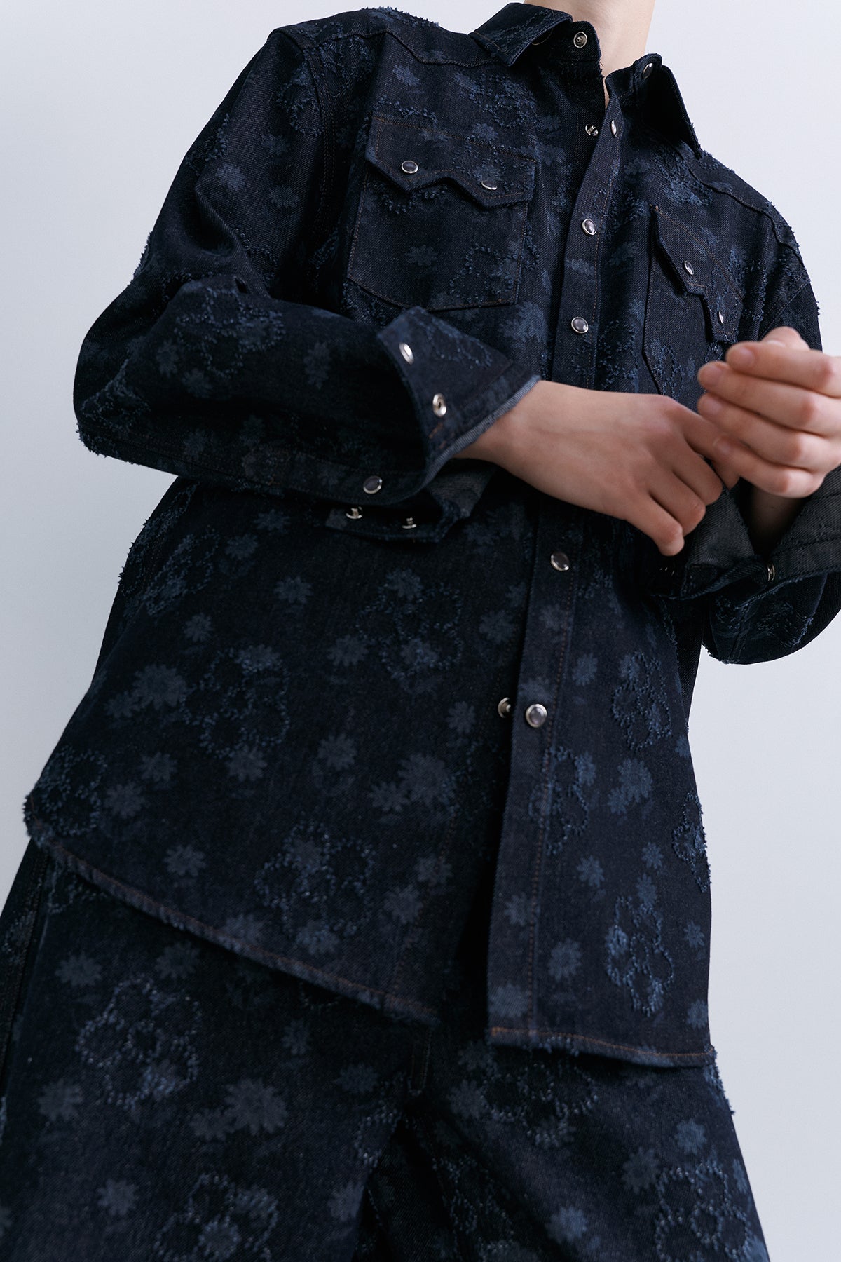 FLOWER WESTERN SHIRT - NAVY