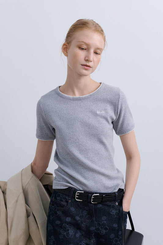 MELO STITCH TOP - LIGHT GREY