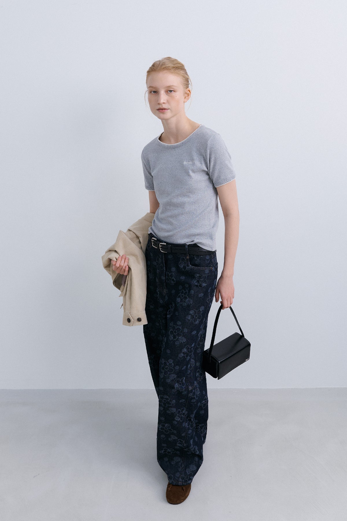MELO STITCH TOP - LIGHT GREY