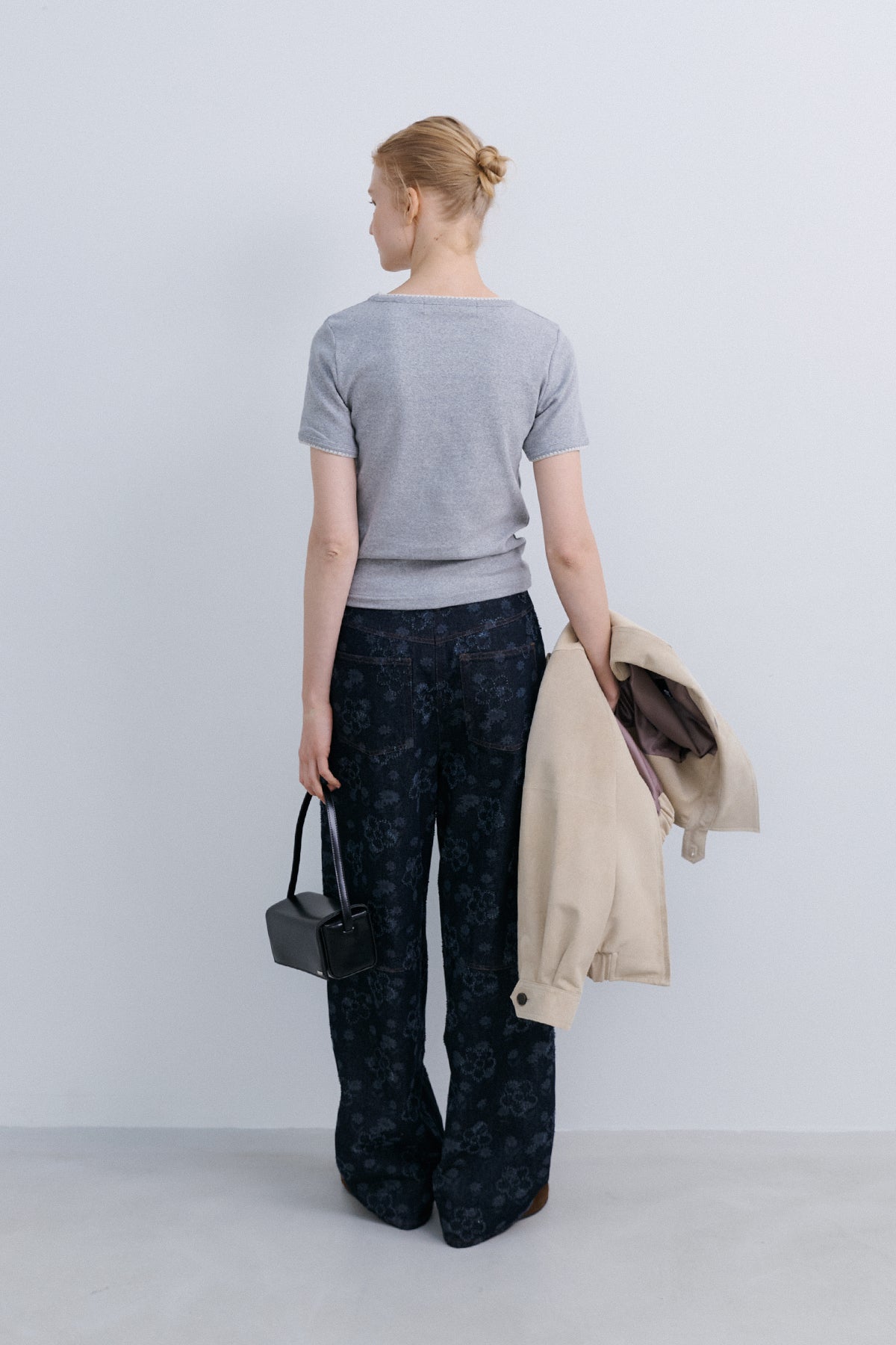 MELO STITCH TOP - LIGHT GREY