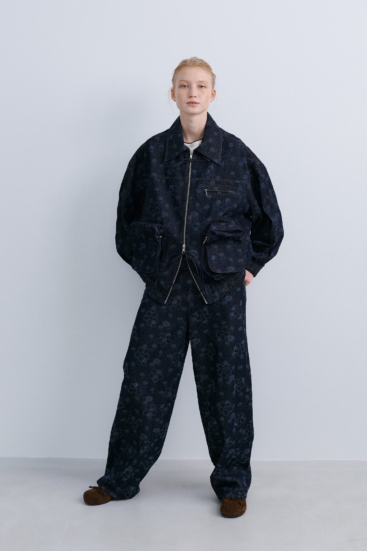 TUNNEL BOMBER - FLOWER DENIM