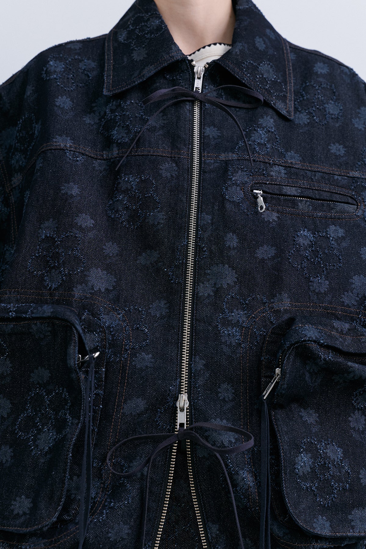 TUNNEL BOMBER - FLOWER DENIM