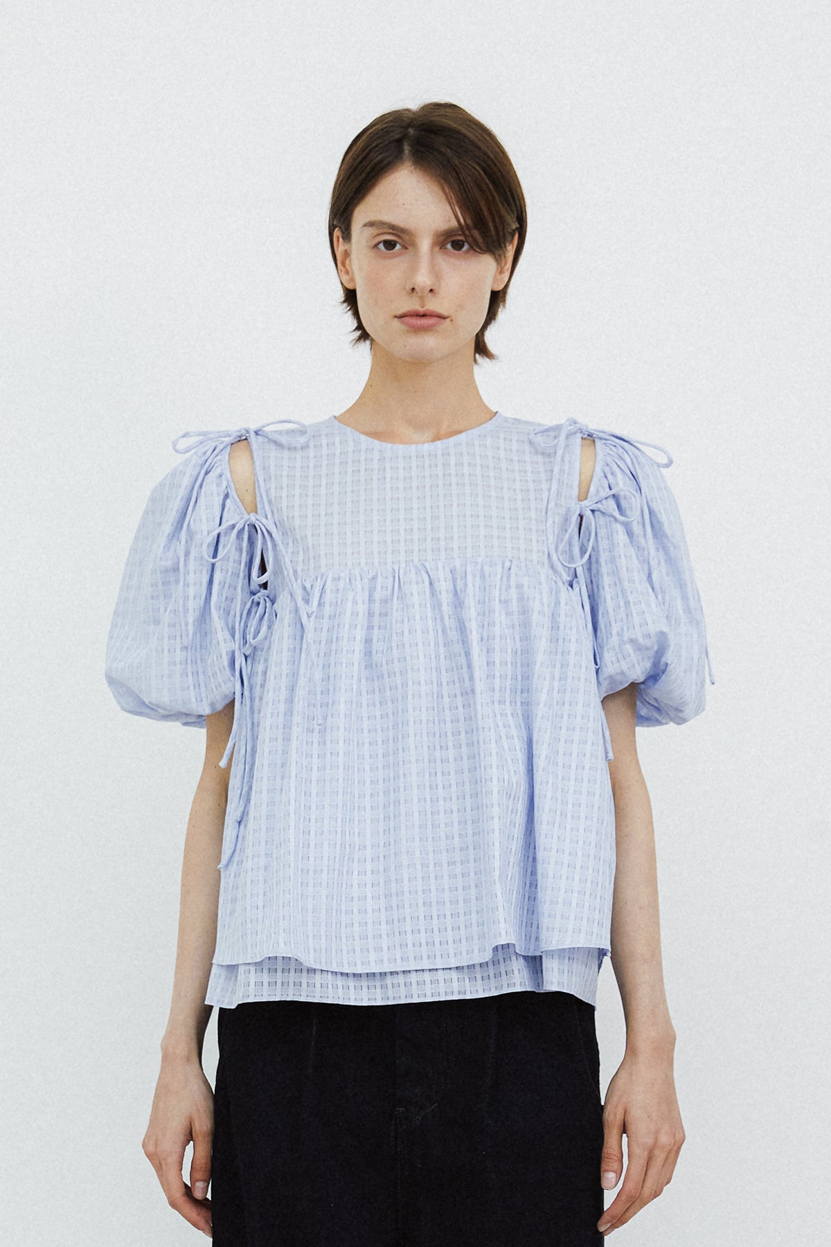 RIBBON BLOUSE - SKY BLUE