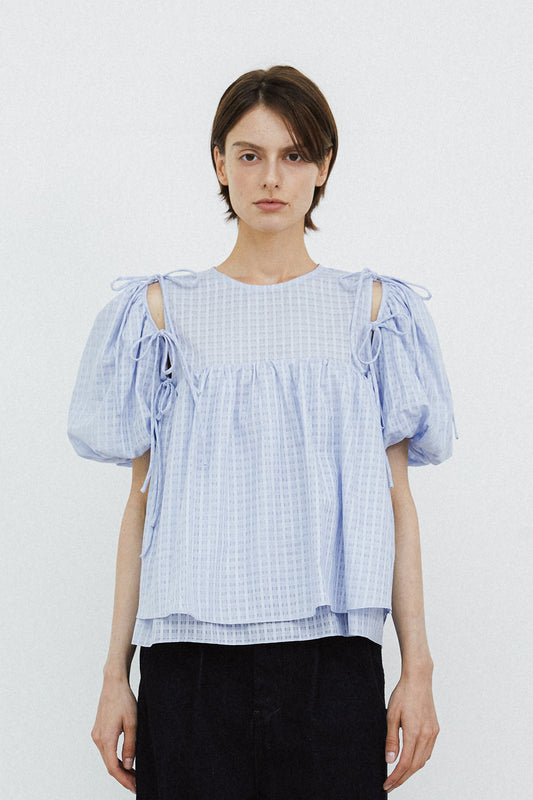 RIBBON BLOUSE - SKY BLUE