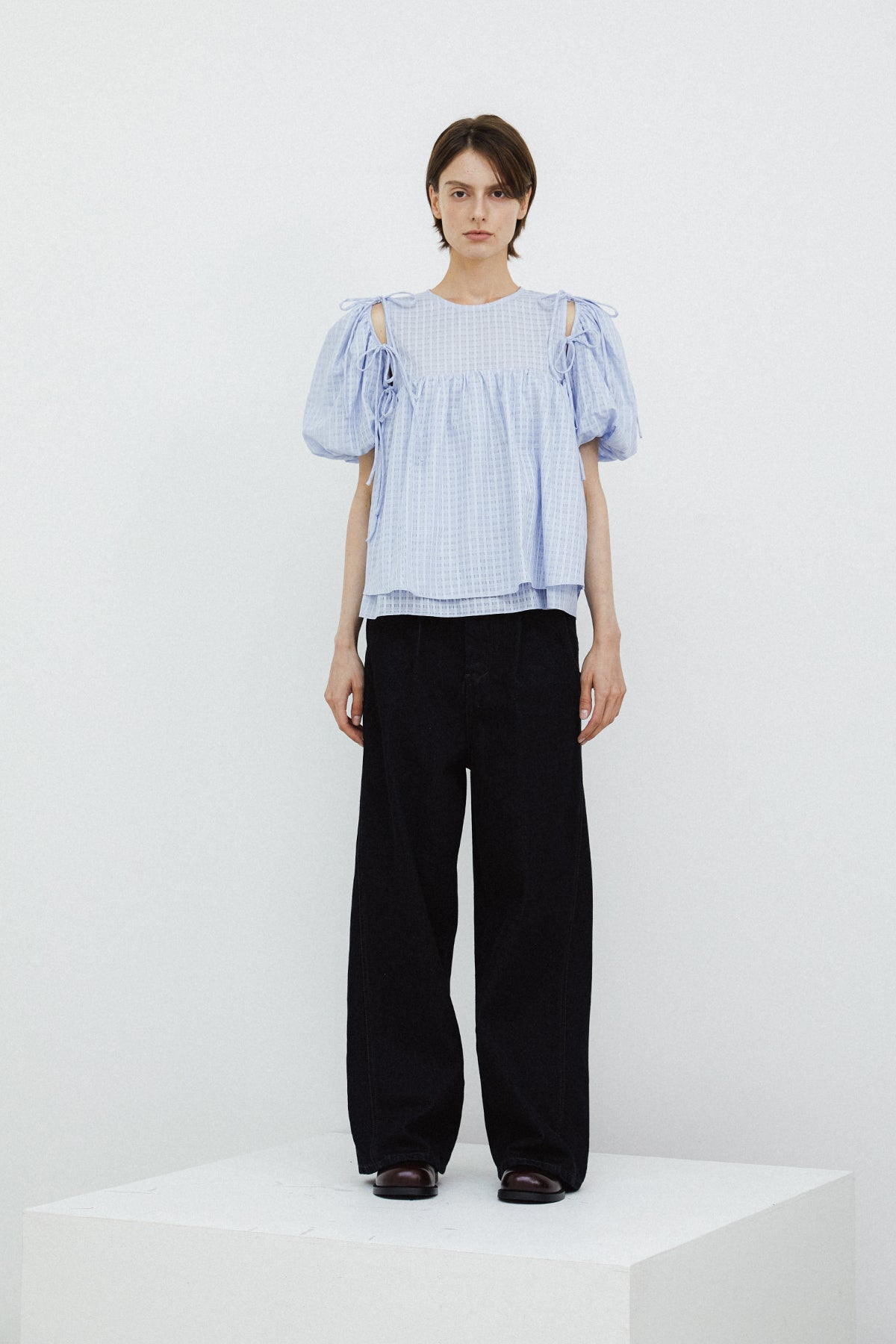 RIBBON BLOUSE - SKY BLUE