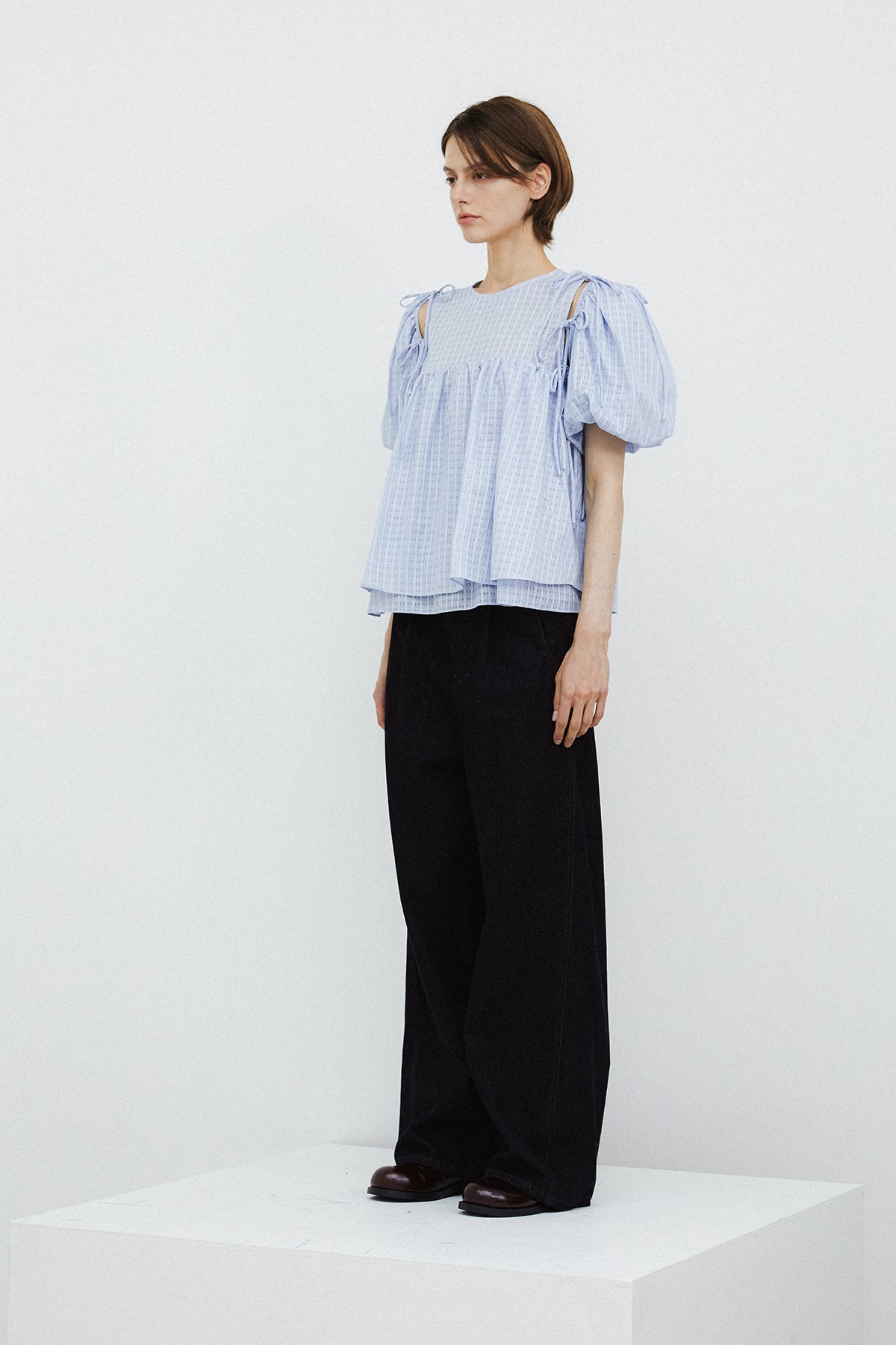 RIBBON BLOUSE - SKY BLUE