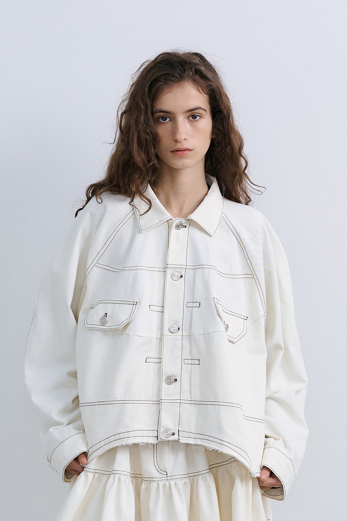 PUFFY CROP JACKET - IVORY