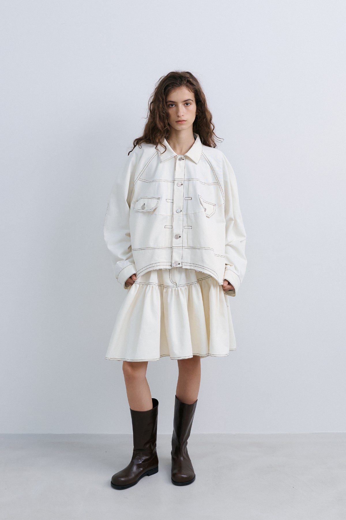 PUFFY CROP JACKET - IVORY