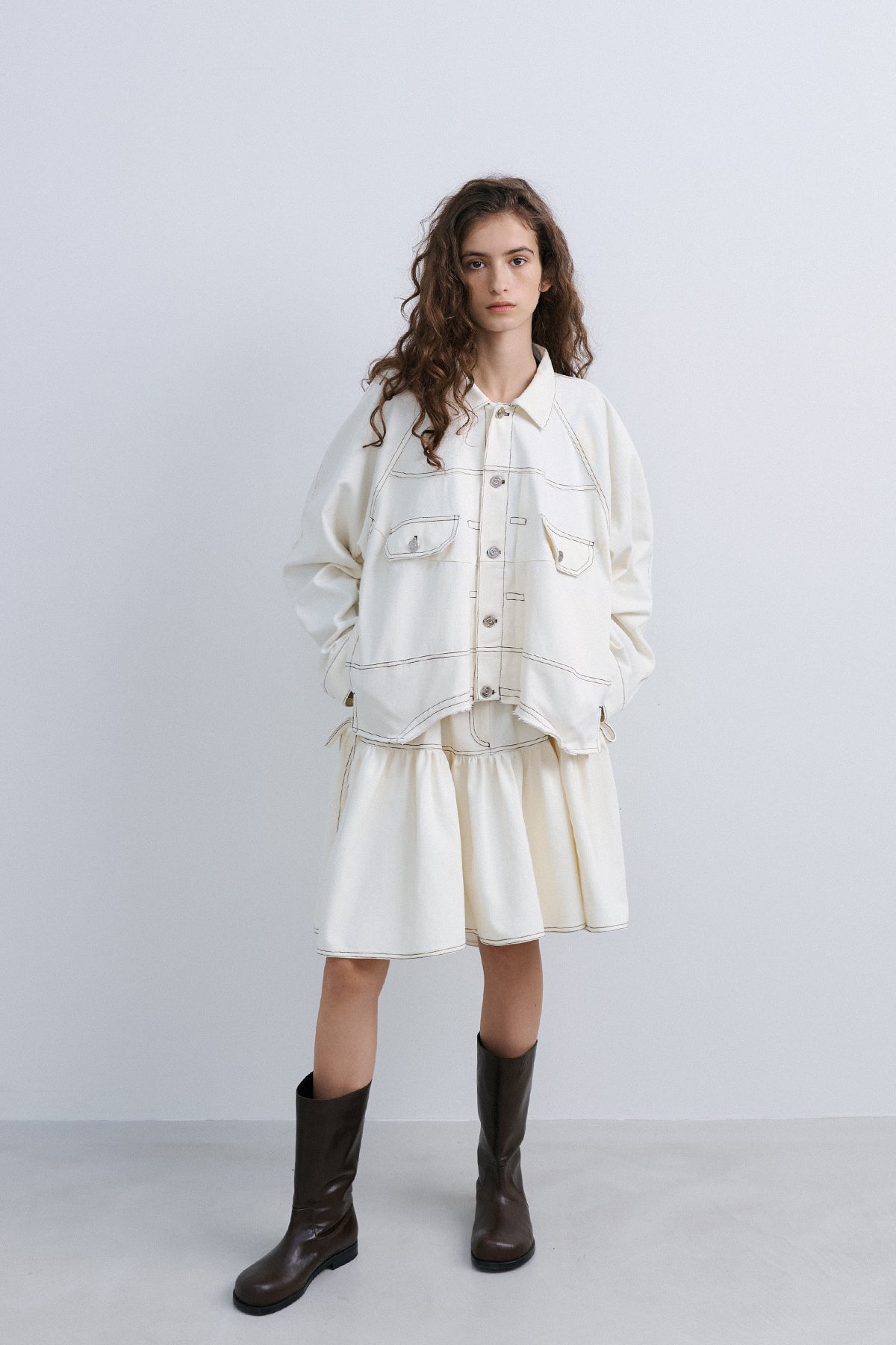PUFFY CROP JACKET - IVORY