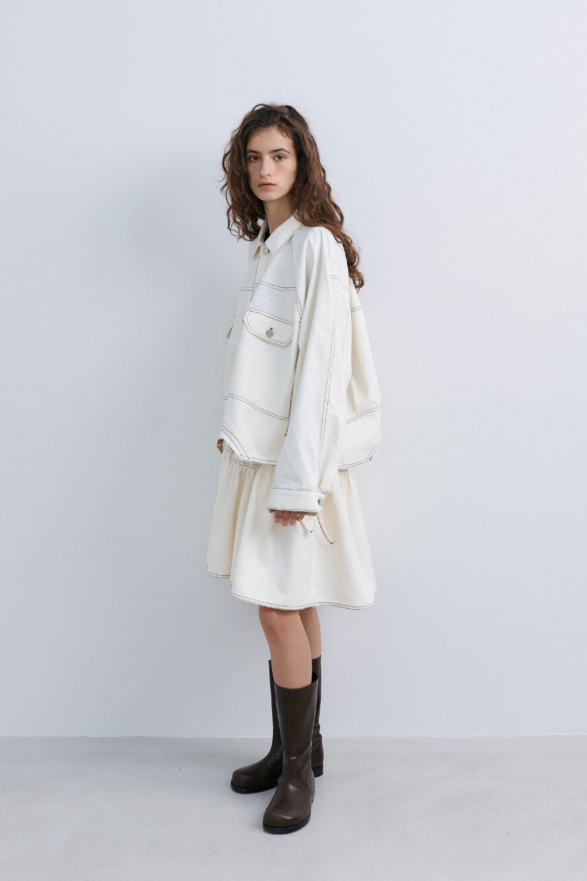 PUFFY CROP JACKET - IVORY